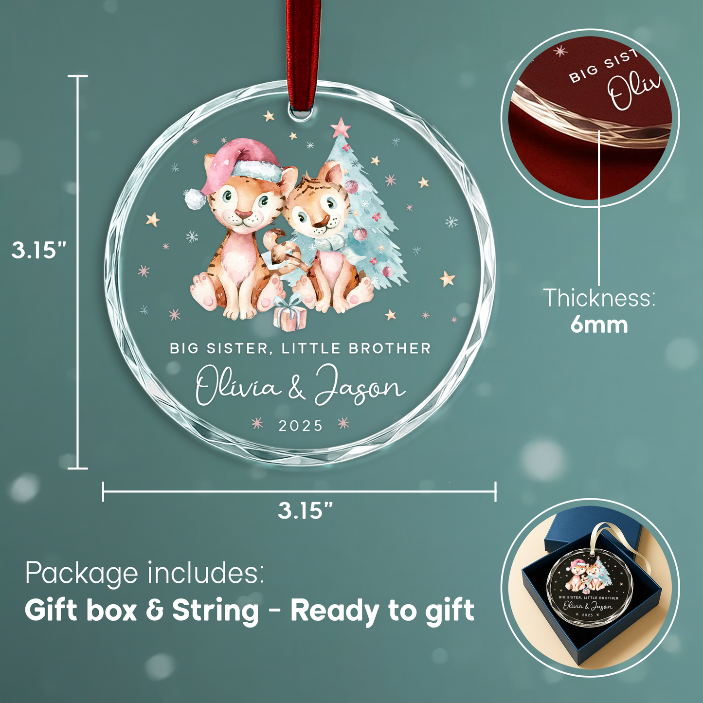 Big Sister Little Brother Christmas Ornament 2025