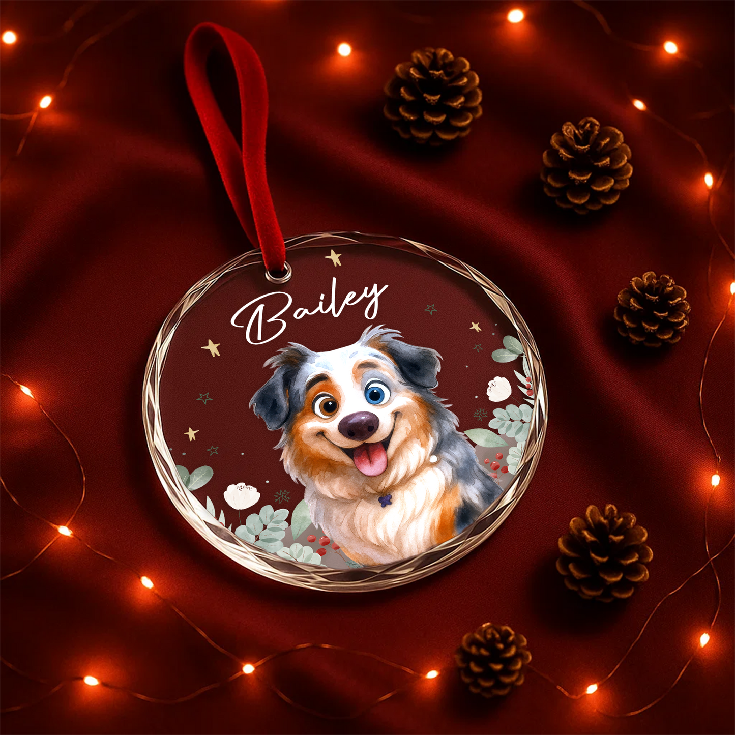 Custom Pet Cartoon Portrait Ornament, Dog Illustration Keepsake