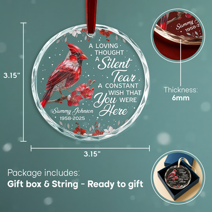 A Loving Thought, A Silent Tear Memorial Cardinal Heart Ornament