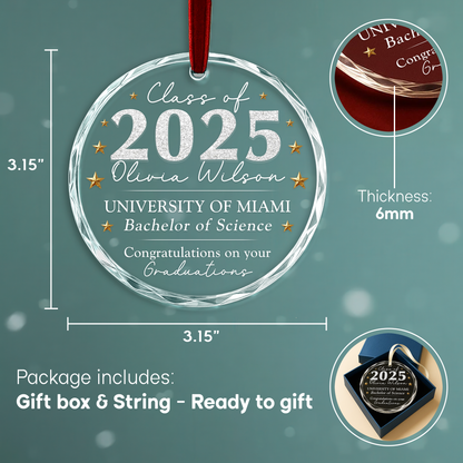 Class of 2025 Graduation Ornament, Personalized Heart Keepsake