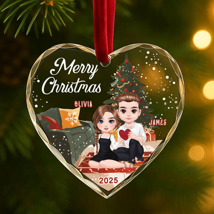 Merry Christmas Couple Ornament, Custom Couple Ornament