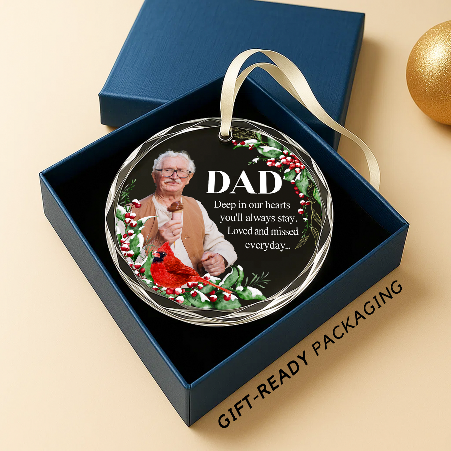 Dad Memorial Ornament with Cardinal, In Loving Memory Keepsake