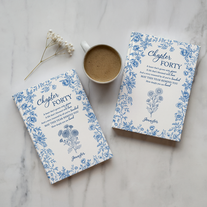 Personalized 40th Birthday Journal – “Chapter Forty” Custom Floral Notebook, Meaningful Milestone Gift