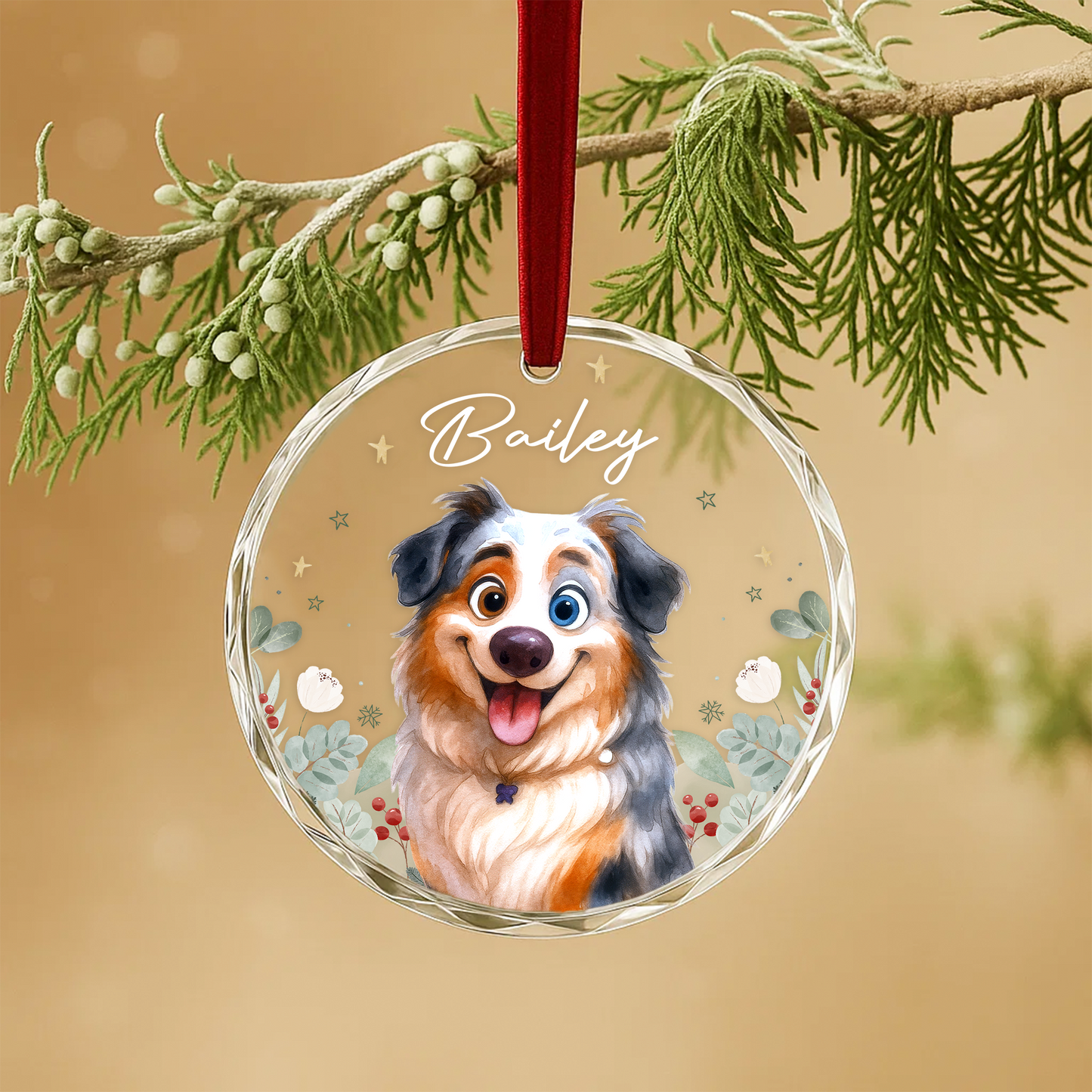 Custom Pet Cartoon Portrait Ornament, Dog Illustration Keepsake