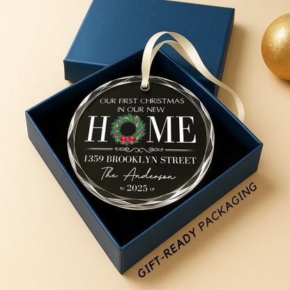 Our First Christmas in Our New Home, Personalized Address Ornament