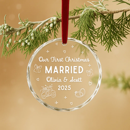 Our First Christmas Married, Custom Glass Ornament