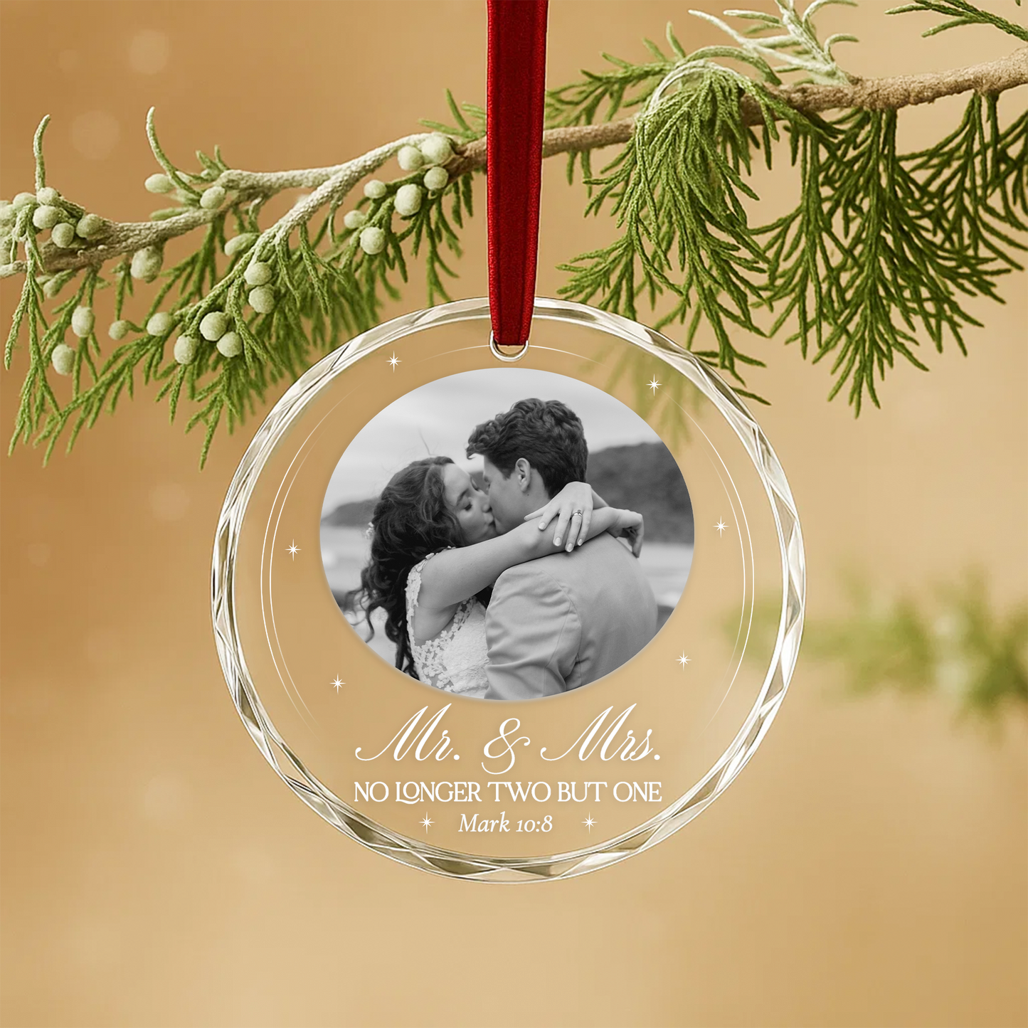 Mr & Mrs Wedding Ornament, No Longer Two But One