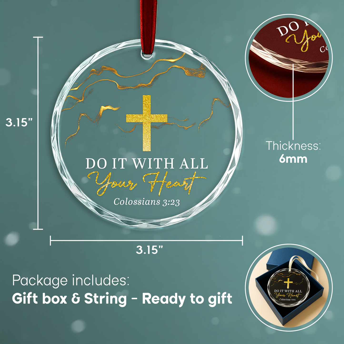 Christian Heart Ornament, Do It with All Your Heart