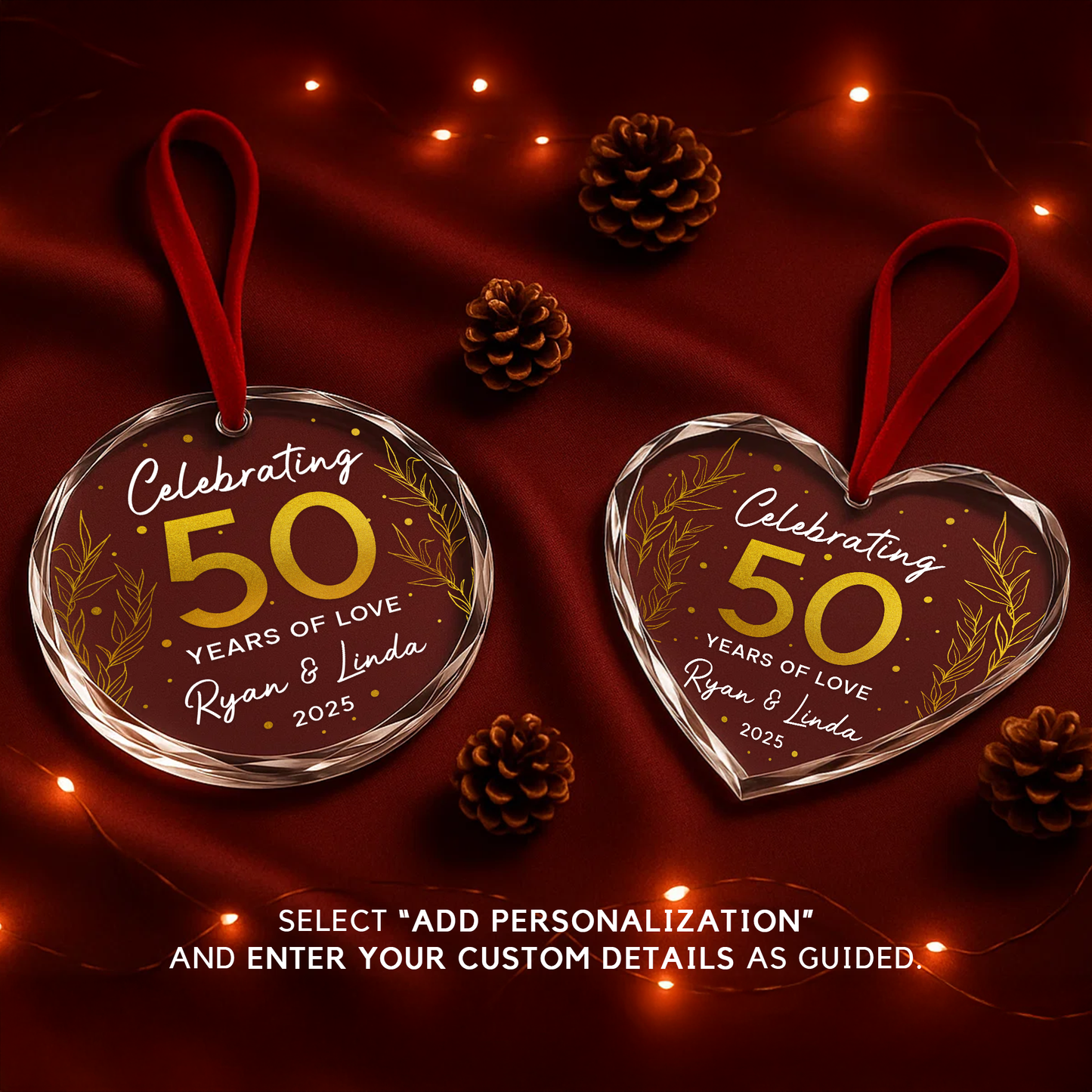 50 Years of Love Ornament, Golden Anniversary Celebration Keepsake