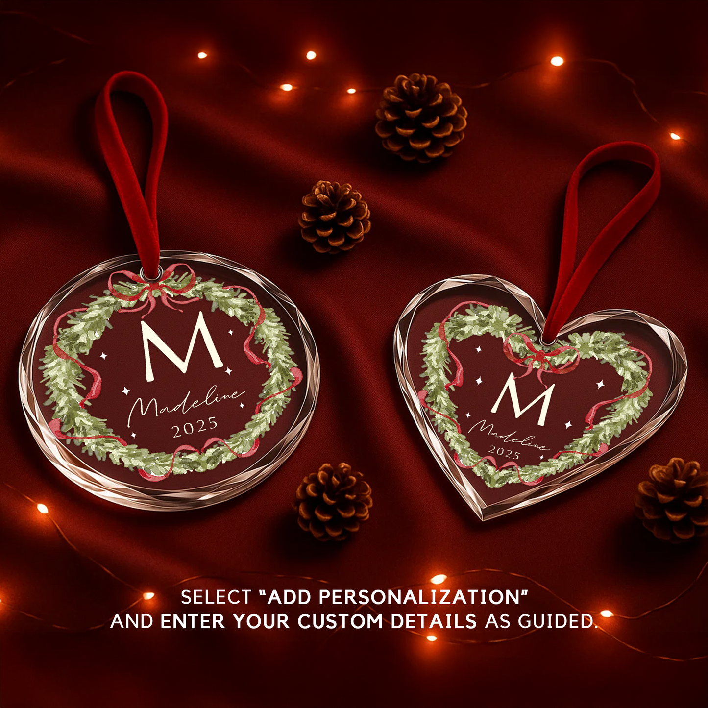 Christmas Family Name Ornament, Custom Name and Year