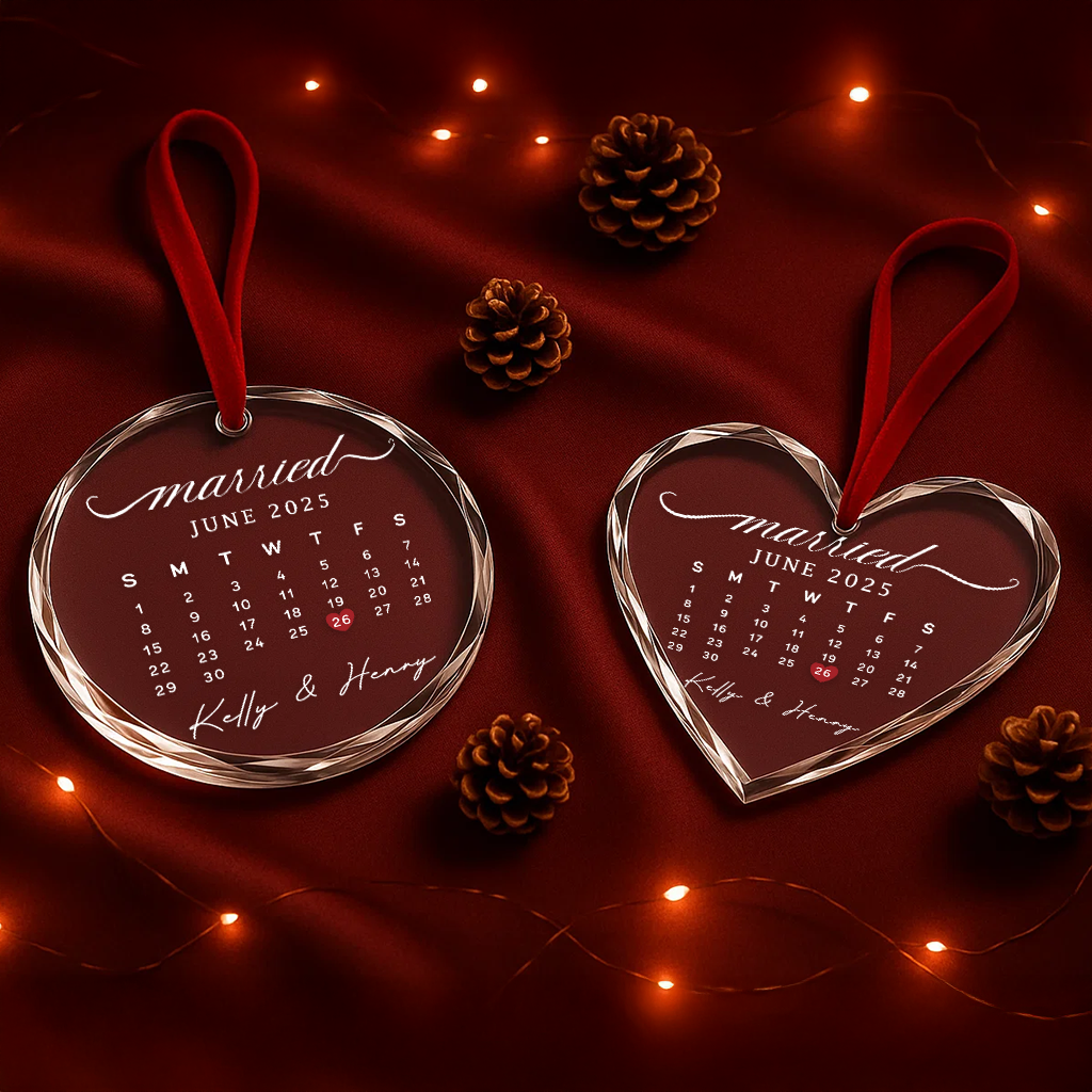 Married Date, Custom Glass Ornament