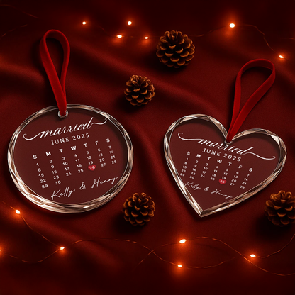 Married Date, Custom Glass Ornament