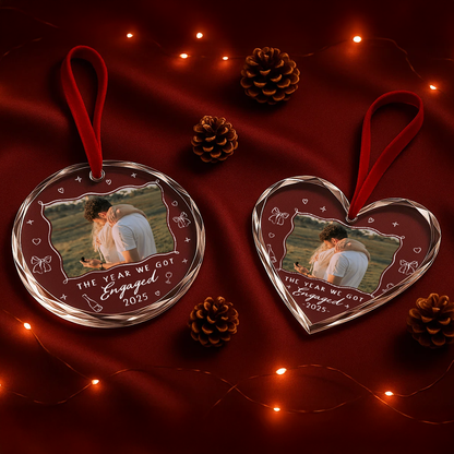 The Year We Got Engaged 2025, Custom Glass Ornament
