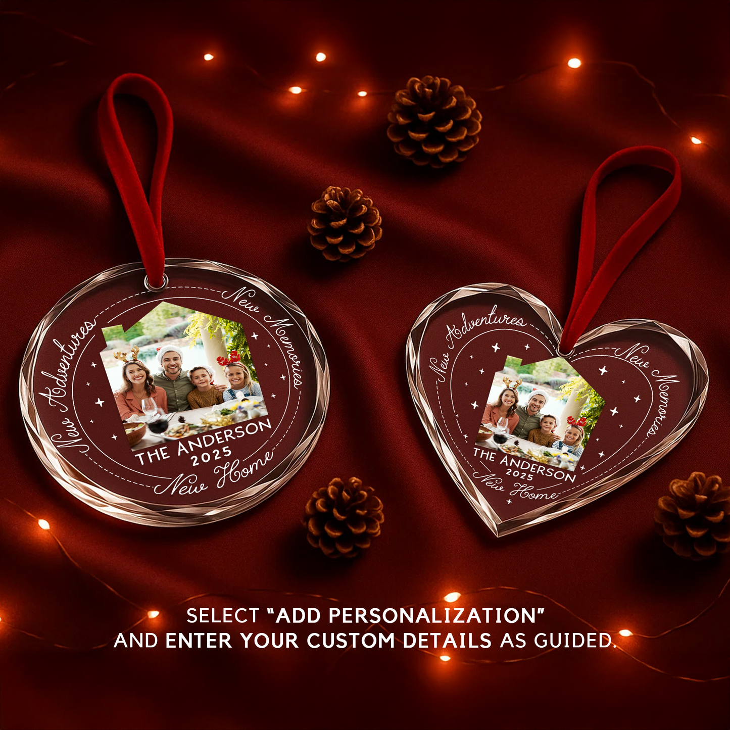 Personalized First Christmas in New Home Ornament, Customized Name and Year