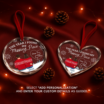 The Year I Found My Missing Piece, Personalized Couple Ornament with Puzzle Heart