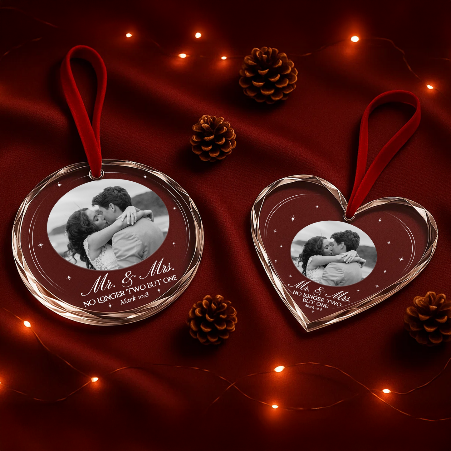 Mr & Mrs Wedding Ornament, No Longer Two But One