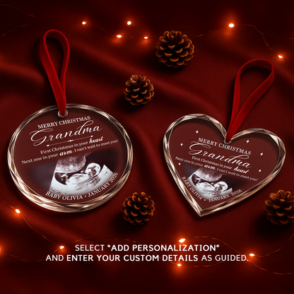 Baby Ultrasound Ornament, Personalized Name and Year Ornament
