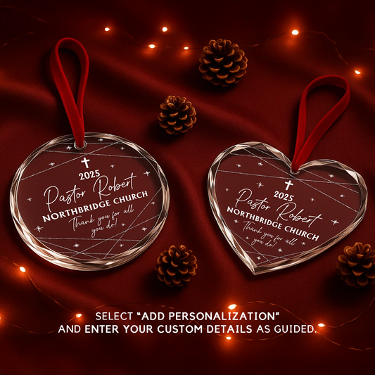 Pastor Appreciation Cross Custom Glass Ornament