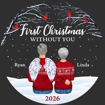 Personalized First Christmas Without You Ornament – Custom Loved Ones Names and Year, Red Cardinal Angel Wings Memorial Christmas Keepsake Gift