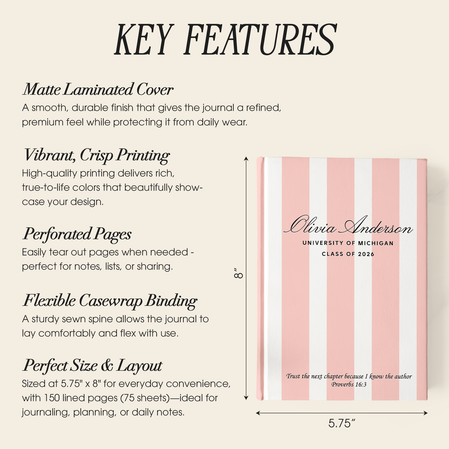 Personalized Graduation Journal – Custom Name & School Keepsake Gift