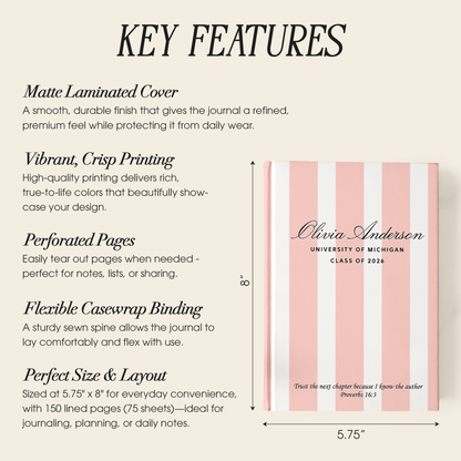 Personalized Graduation Journal – Custom Name & School Keepsake Gift