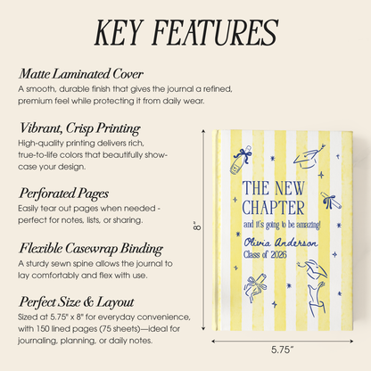 Personalized Graduation Journal 2026 – “The New Chapter” Custom Name Gift for Graduates
