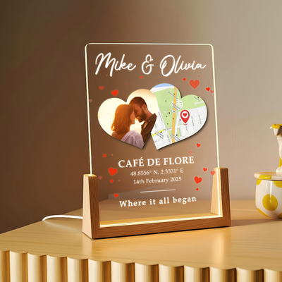 Where It All Began – A Personalized Couple Map & Photo Keepsake