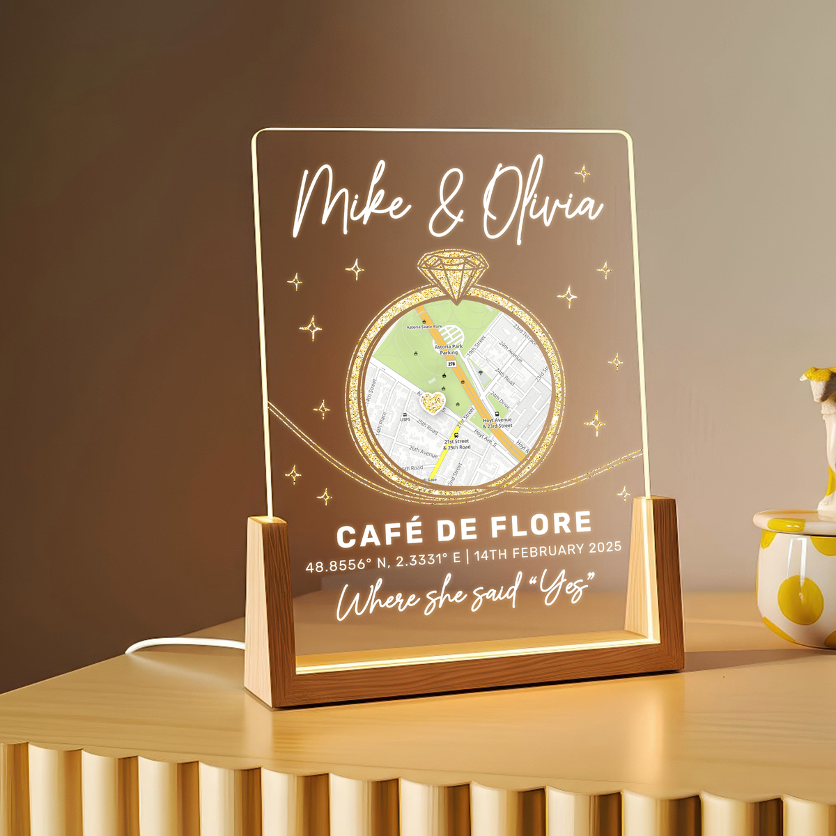 Where She Said Yes – A Personalized Engagement Location Keepsake