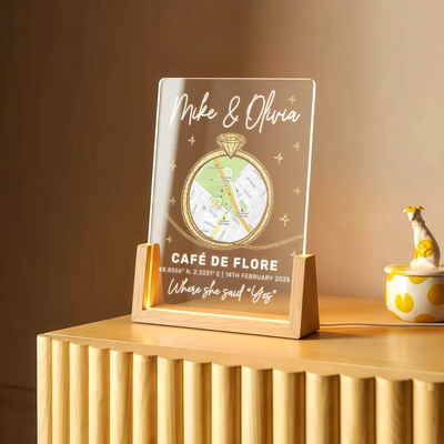 Where She Said Yes – A Personalized Engagement Location Keepsake